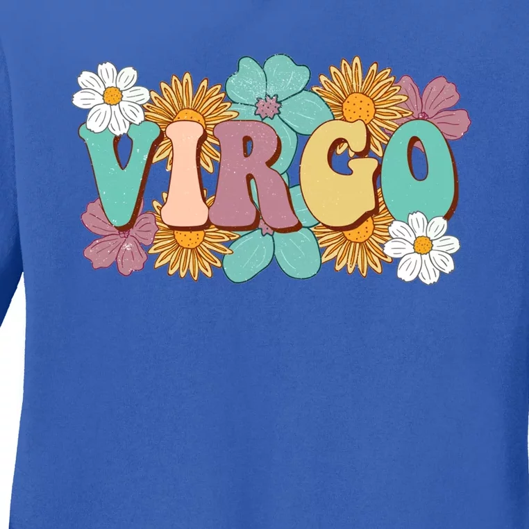 Retro Astrology August September Birthday Zodiac Sign Virgo Gift Ladies Long Sleeve Shirt