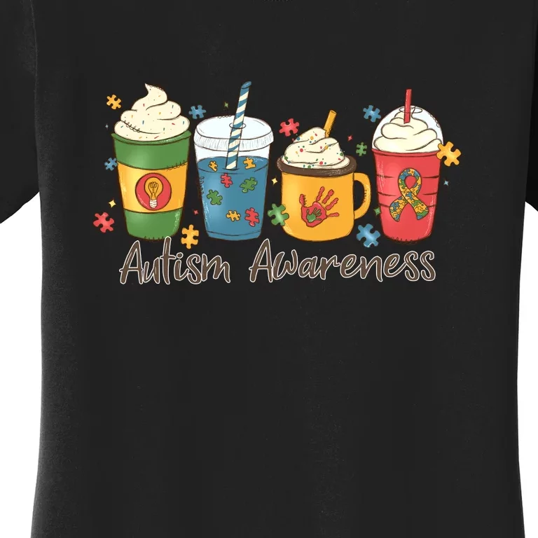 Retro Autism Awareness Day Coffee Cups Autism Awareness Month Women's T-Shirt