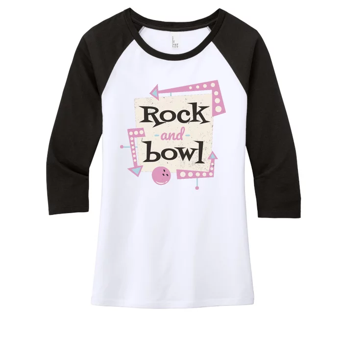 Rock And Bowl Women's Tri-Blend 3/4-Sleeve Raglan Shirt