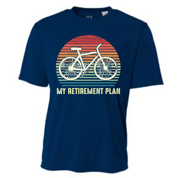 Riding a Bike Is My Retirement Plan Vintage Bicycle Rider Cooling Performance Crew T-Shirt