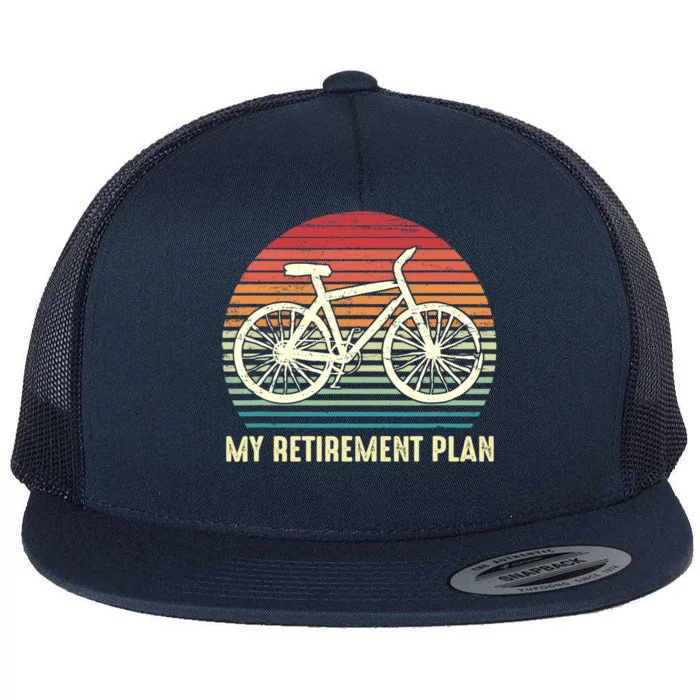 Riding a Bike Is My Retirement Plan Vintage Bicycle Rider Flat Bill Trucker Hat