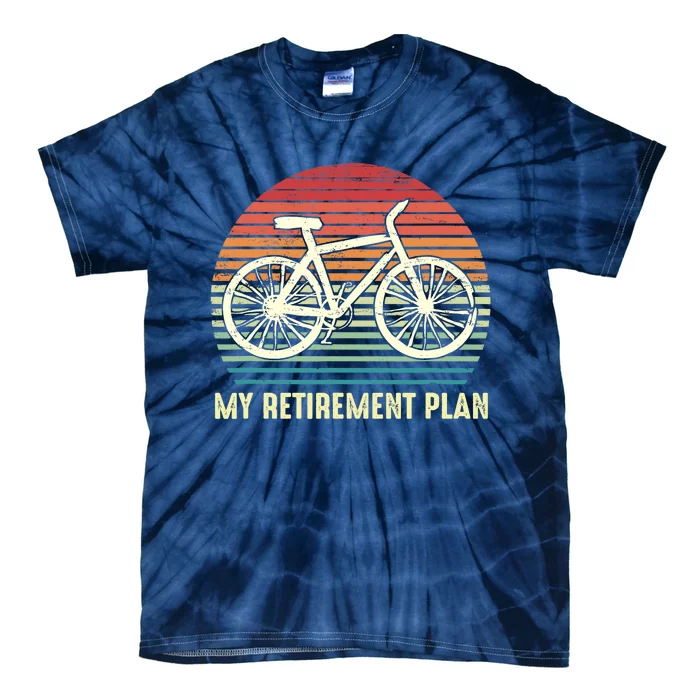 Riding a Bike Is My Retirement Plan Vintage Bicycle Rider Tie-Dye T-Shirt