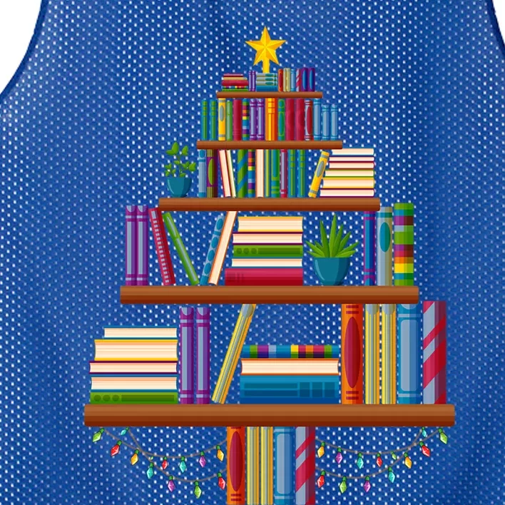 Reading A Books Librarian Library Christmas Tree Gift Mesh Reversible Basketball Jersey Tank