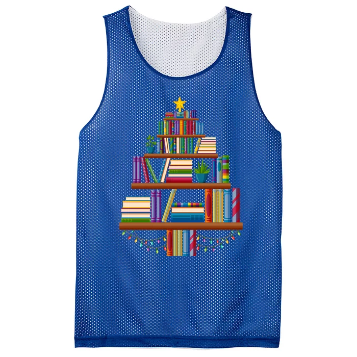 Reading A Books Librarian Library Christmas Tree Gift Mesh Reversible Basketball Jersey Tank