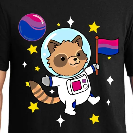 Raccoon Astronaut Bisexual Pride Gift Pajama Set