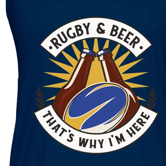 Rugby And Beer That's Why I'm Here Ladies Essential Flowy Tank