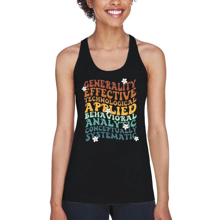 Retro Aba Bcba Pecs 7 Dimensions Of Behavior Aba Therapy Women's Racerback Tank