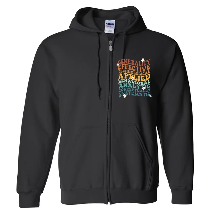 Retro Aba Bcba Pecs 7 Dimensions Of Behavior Aba Therapy Full Zip Hoodie