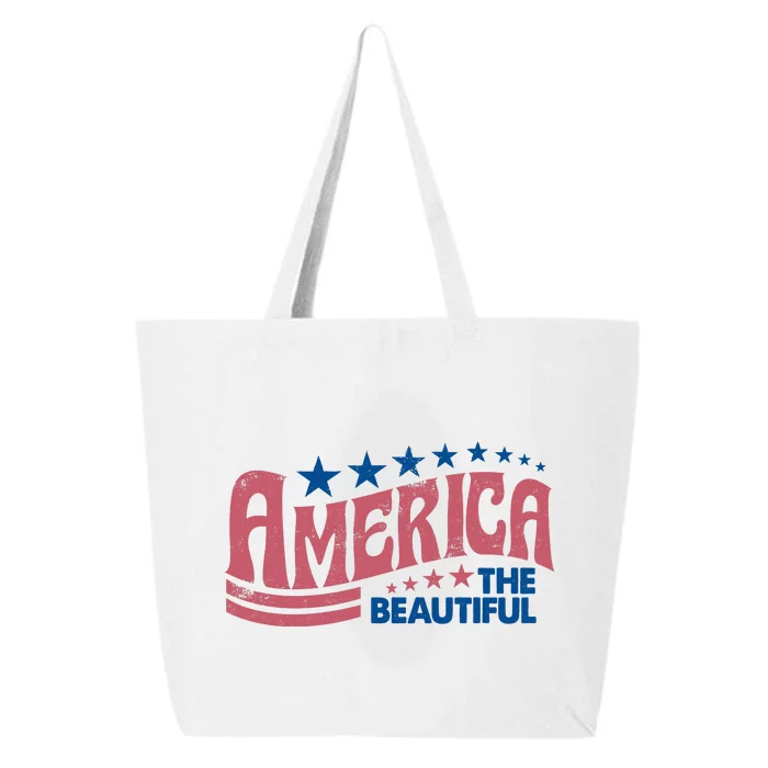 Retro America Beautiful 4th Of July Fourth Of July Patriotic USA 25L Jumbo Tote