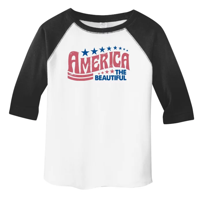 Retro America Beautiful 4th Of July Fourth Of July Patriotic USA Toddler Fine Jersey T-Shirt