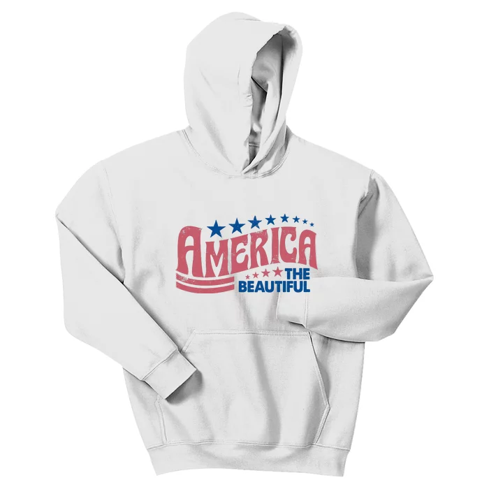 Retro America Beautiful 4th Of July Fourth Of July Patriotic USA Kids Hoodie