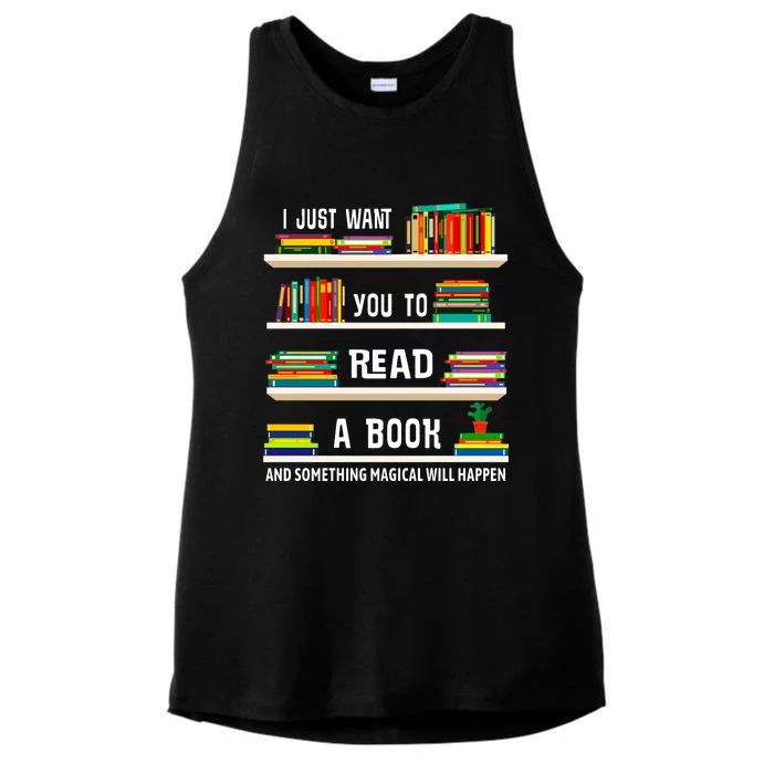 Read A Book Something Magical Will Happen Book Lovers Ladies Tri-Blend Wicking Tank