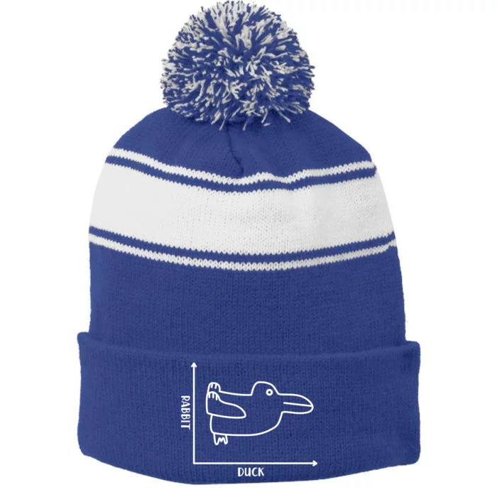 Rabbit Duck Diagram Chart Stripe Pom Pom Beanie