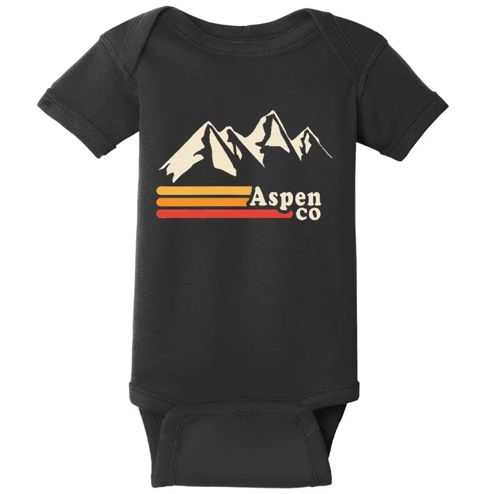 Retro Aspen Co Colorado Mountains Ski Baby Bodysuit