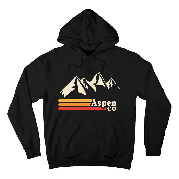 Retro Aspen Co Colorado Mountains Ski Tall Hoodie