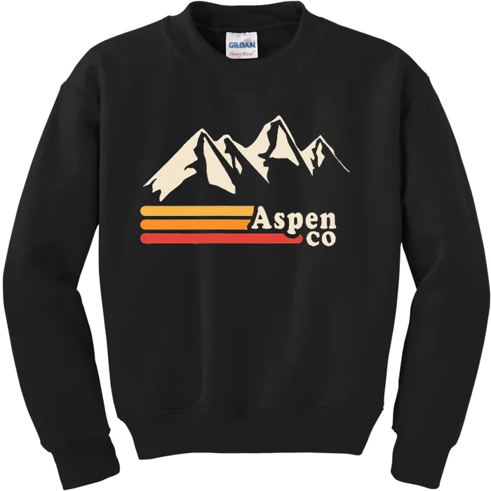 Retro Aspen Co Colorado Mountains Ski Kids Sweatshirt