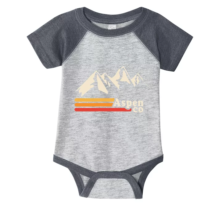 Retro Aspen Co Colorado Mountains Ski Infant Baby Jersey Bodysuit