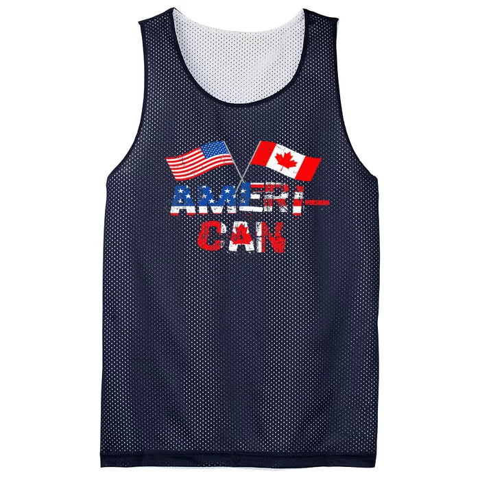 Retro AmeriCan Canada USA Flag Patriotic Canadian American Mesh Reversible Basketball Jersey Tank