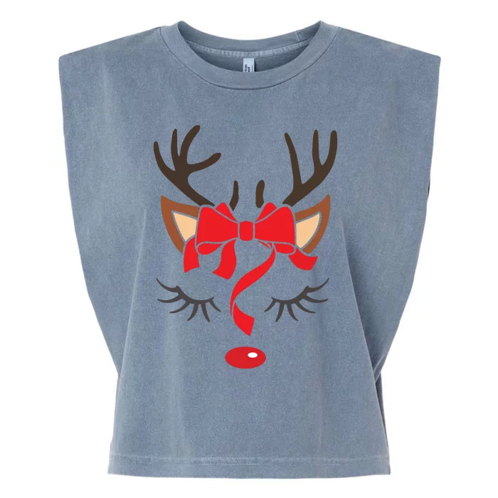 Reindeer Antlers Christmas Outfit Women Girls Xmas Garment-Dyed Women's Muscle Tee