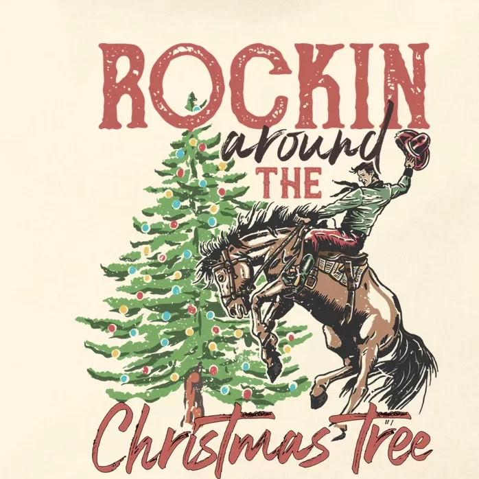 Rockin' Around Christmas Tree Cowboy Xmas Design Zip Tote Bag