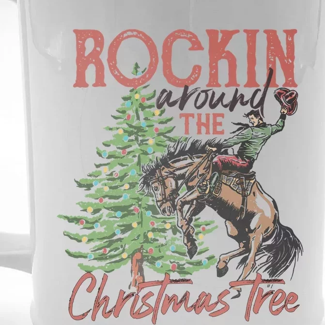 Rockin' Around Christmas Tree Cowboy Xmas Design Front & Back Beer Stein