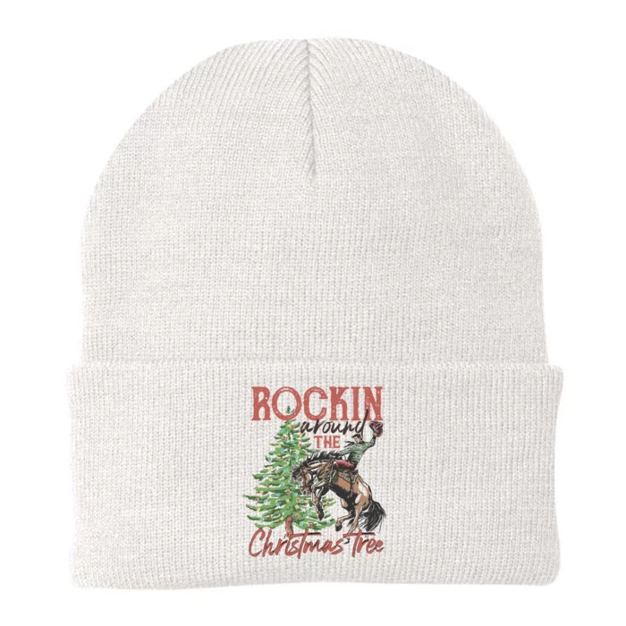 Rockin' Around Christmas Tree Cowboy Xmas Design Knit Cap Winter Beanie