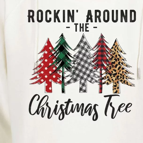 Rockin Around Christmas Tree Cowboy Xmas Design Womens Funnel Neck Pullover Hood