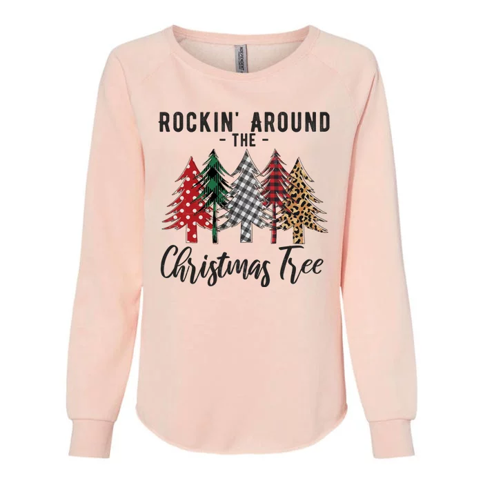 Rockin Around Christmas Tree Cowboy Xmas Design Womens California Wash Sweatshirt