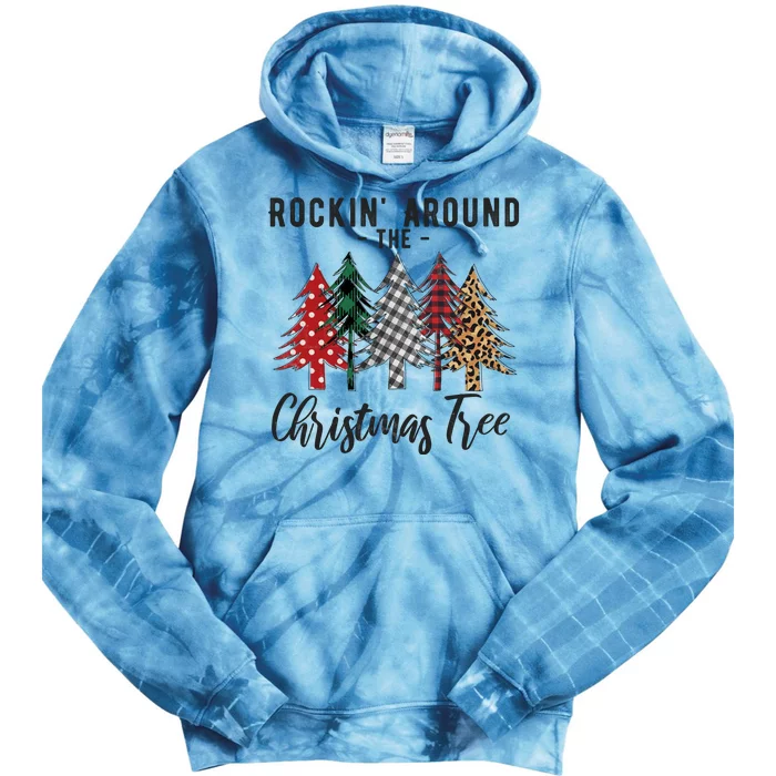 Rockin Around Christmas Tree Cowboy Xmas Design Tie Dye Hoodie