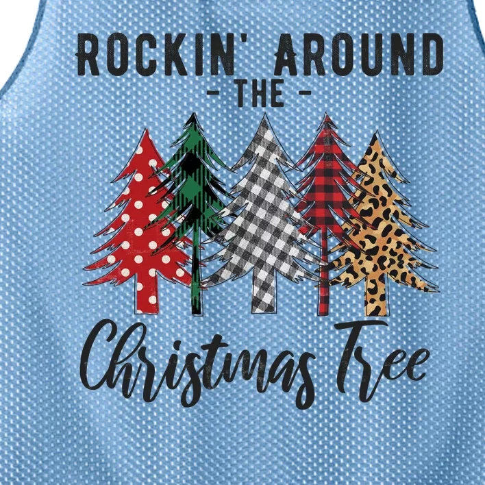 Rockin Around Christmas Tree Cowboy Xmas Design Mesh Reversible Basketball Jersey Tank