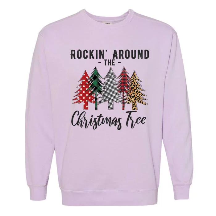 Rockin Around Christmas Tree Cowboy Xmas Design Garment-Dyed Sweatshirt