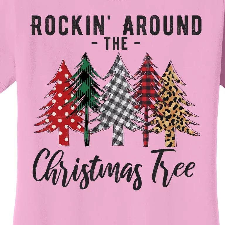 Rockin Around Christmas Tree Cowboy Xmas Design Women's T-Shirt