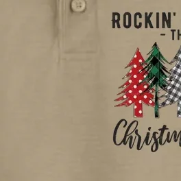 Rockin Around Christmas Tree Cowboy Xmas Design Dry Zone Grid Performance Polo