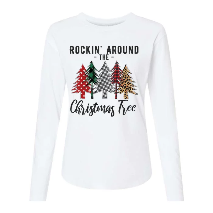 Rockin Around Christmas Tree Cowboy Xmas Design Womens Cotton Relaxed Long Sleeve T-Shirt