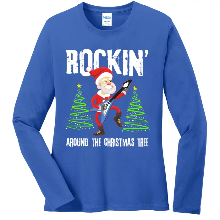 Rockin Around Christmas Tree Gift Funny Santa Rocker Cool Gift Ladies Long Sleeve Shirt