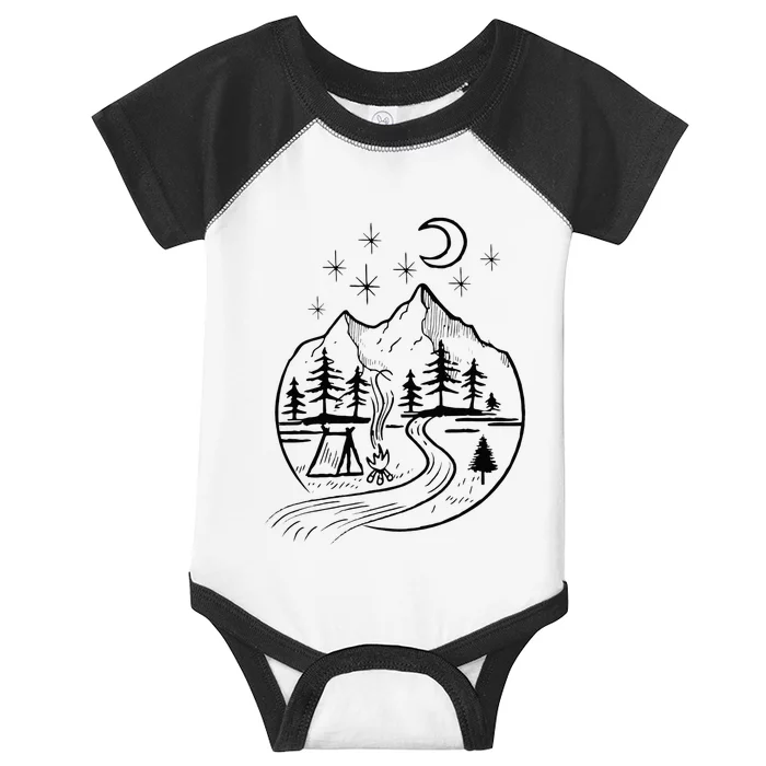 Retro Adventure Circle Camp For Kids Summer Camp Tent Infant Baby Jersey Bodysuit