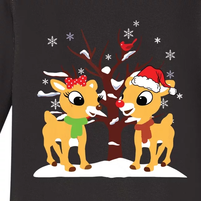 Rudolph And Clarice Shirts Christmas Girls Reindeer Baby Long Sleeve Bodysuit