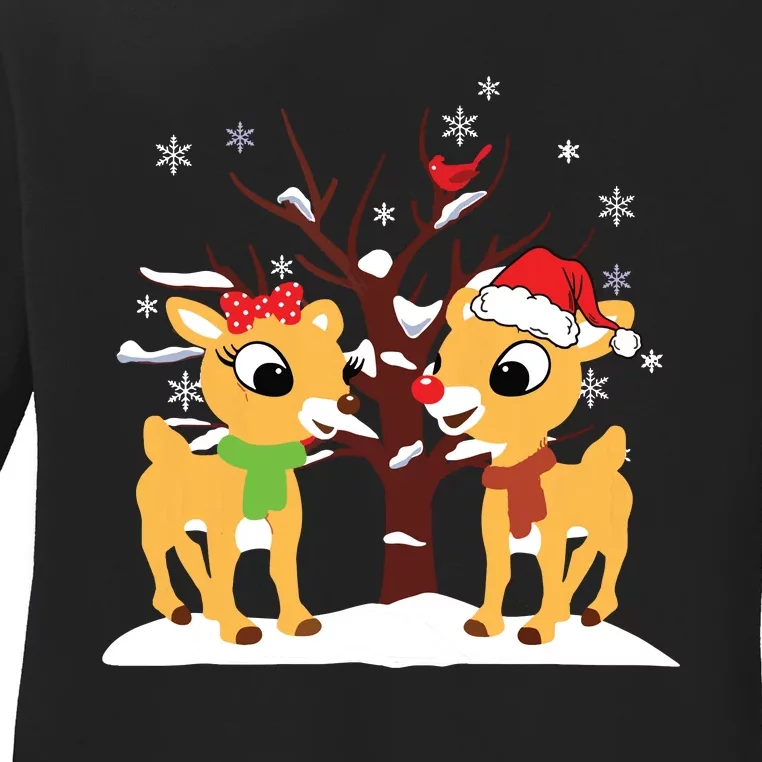 Rudolph And Clarice Shirts Christmas Girls Reindeer Ladies Long Sleeve Shirt