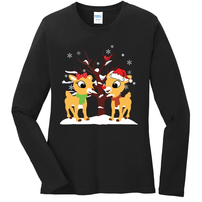 Rudolph And Clarice Shirts Christmas Girls Reindeer Ladies Long Sleeve Shirt