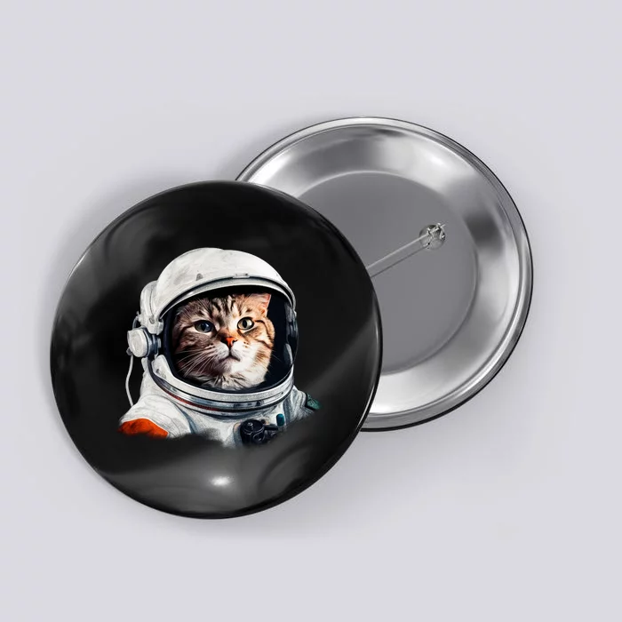 Realistic Astronaut Cat Button