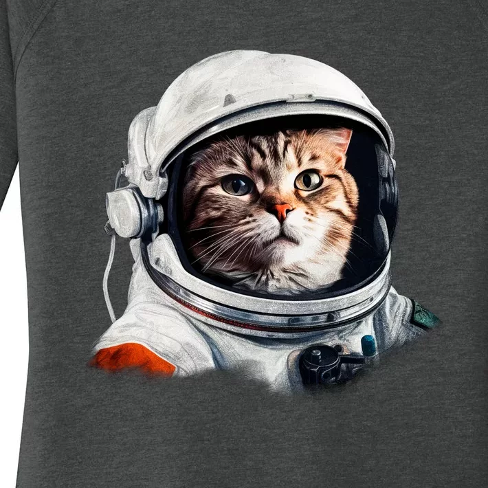 Realistic Astronaut Cat Women's Perfect Tri Tunic Long Sleeve Shirt