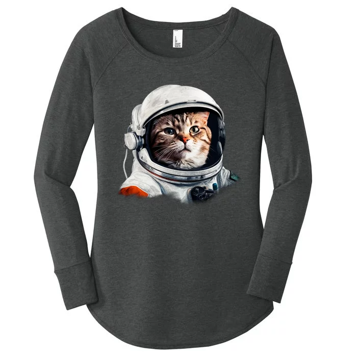 Realistic Astronaut Cat Women's Perfect Tri Tunic Long Sleeve Shirt