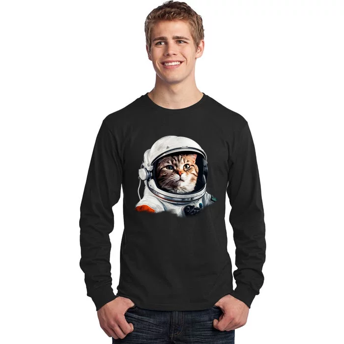 Realistic Astronaut Cat Tall Long Sleeve T-Shirt