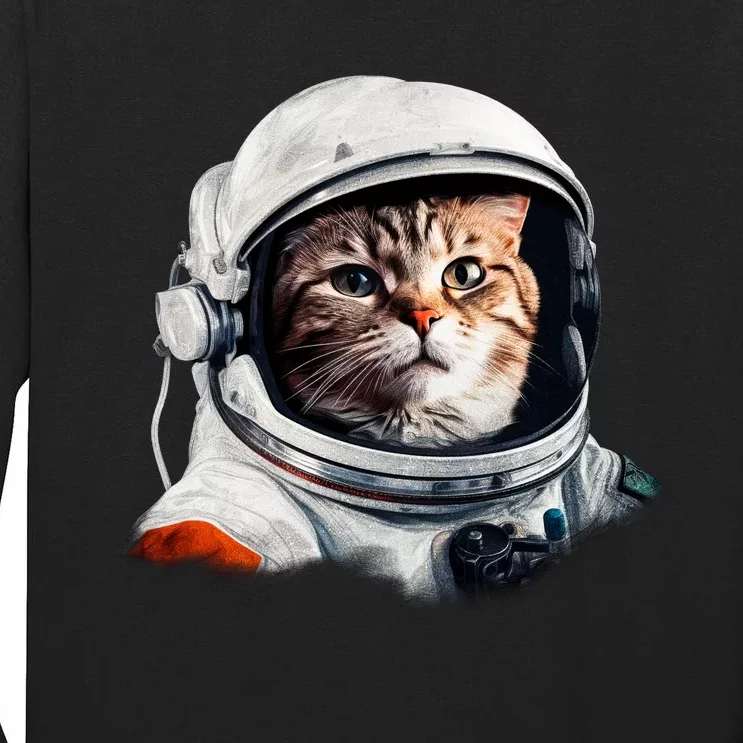 Realistic Astronaut Cat Tall Long Sleeve T-Shirt