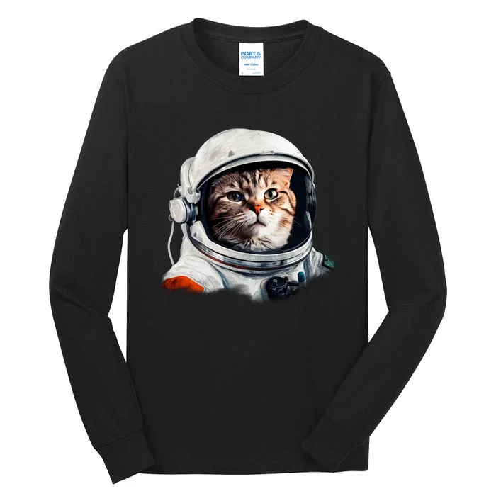 Realistic Astronaut Cat Tall Long Sleeve T-Shirt