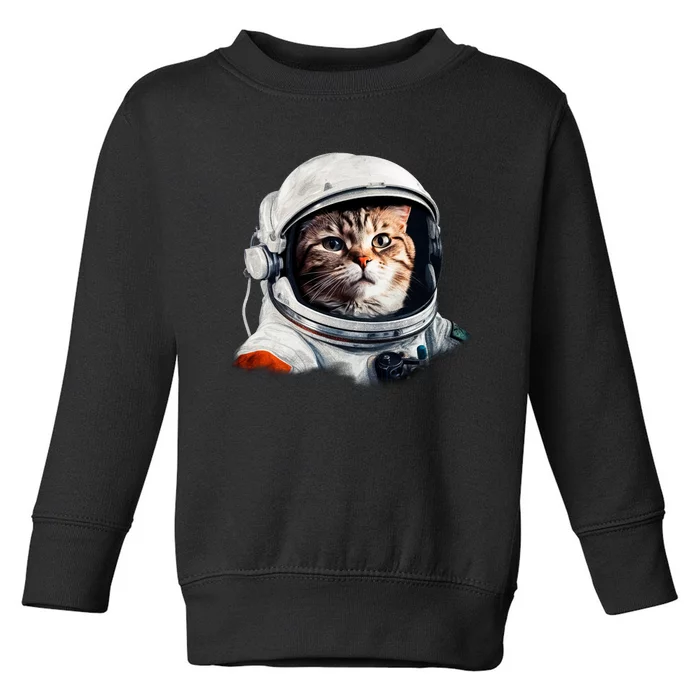 Realistic Astronaut Cat Toddler Sweatshirt