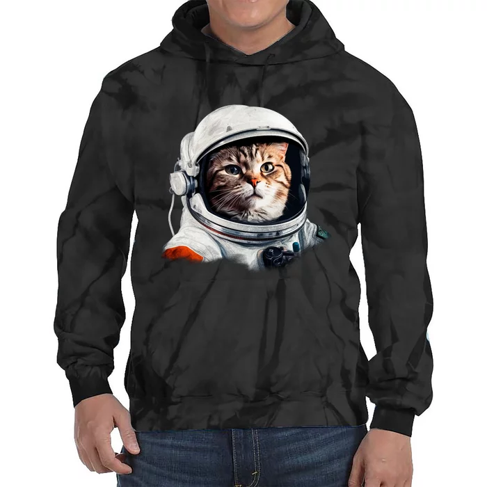 Realistic Astronaut Cat Tie Dye Hoodie