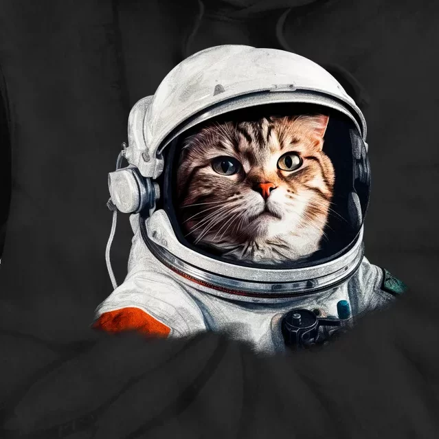 Realistic Astronaut Cat Tie Dye Hoodie