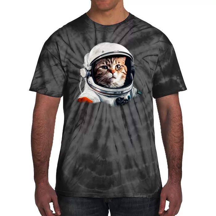 Realistic Astronaut Cat Tie-Dye T-Shirt