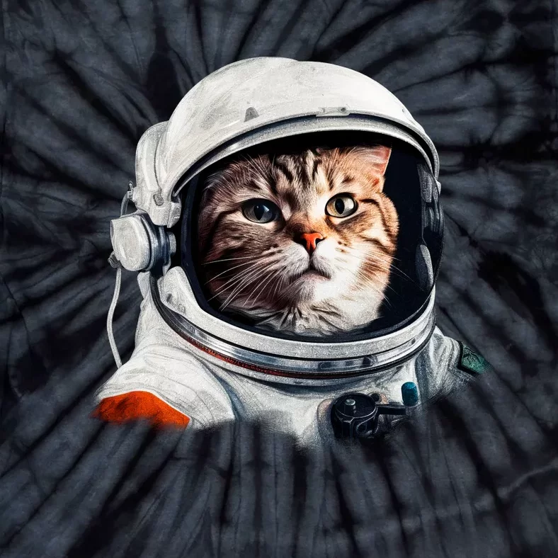 Realistic Astronaut Cat Tie-Dye T-Shirt